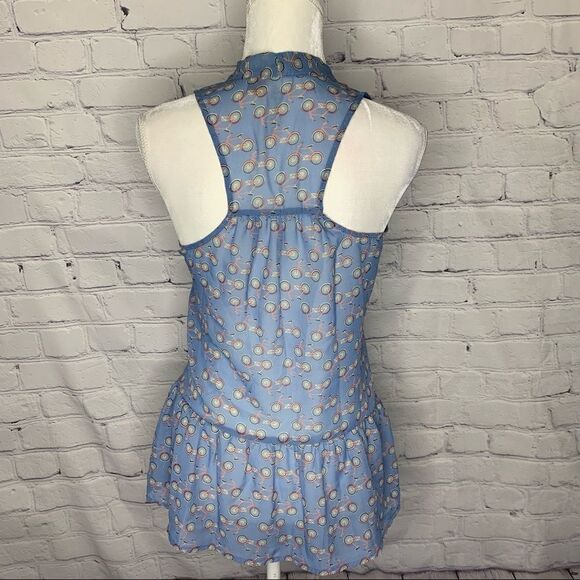 Eyeshadow Bicycle sleeveless semi sheer top with neck tie - Picture 5 of 9